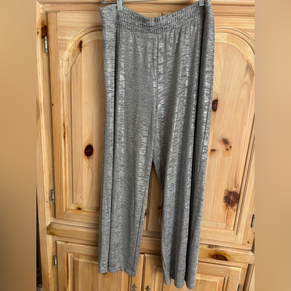 Silver Shimmer Wide-Leg Pants